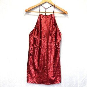 NBD Revolve All Over Sequin Mini Dress Womens Small Red Holiday Christmas Party